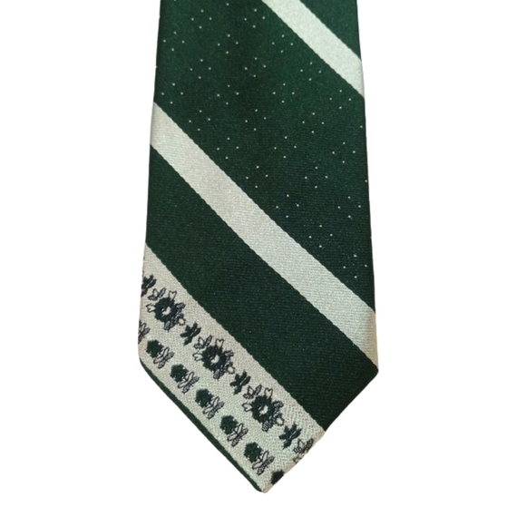 ✨Bogo FREE✨ Vintage Necktie The Men's Shop JCPenney Green Diagonal Stripe - Picture 1 of 5